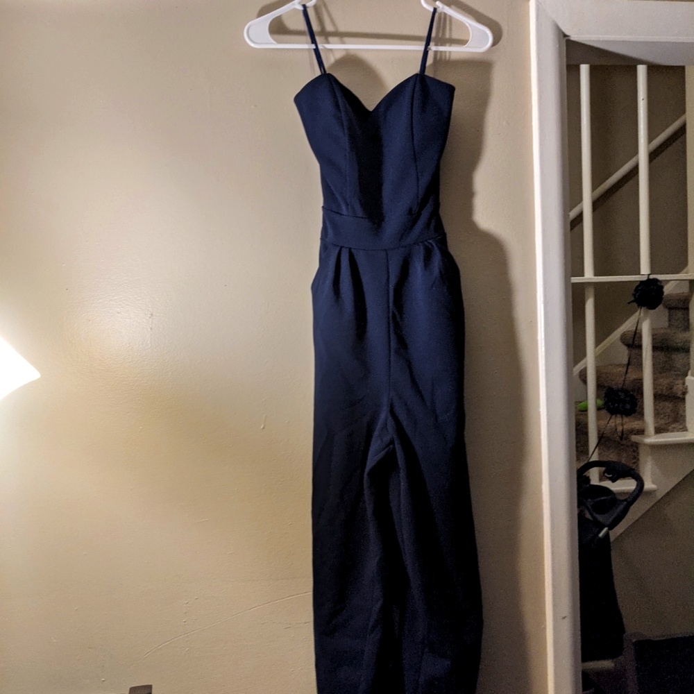 Navy Blue Jumpsuit with pockets and bow